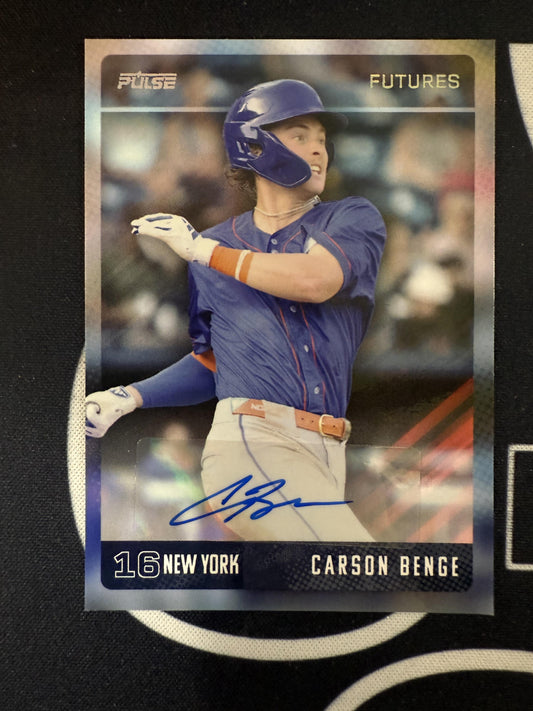 #PBAF-CB CARSON BENGE 2025 PULSE MERIDIAN NEW YORK METS sports AUTOGRAPH /60