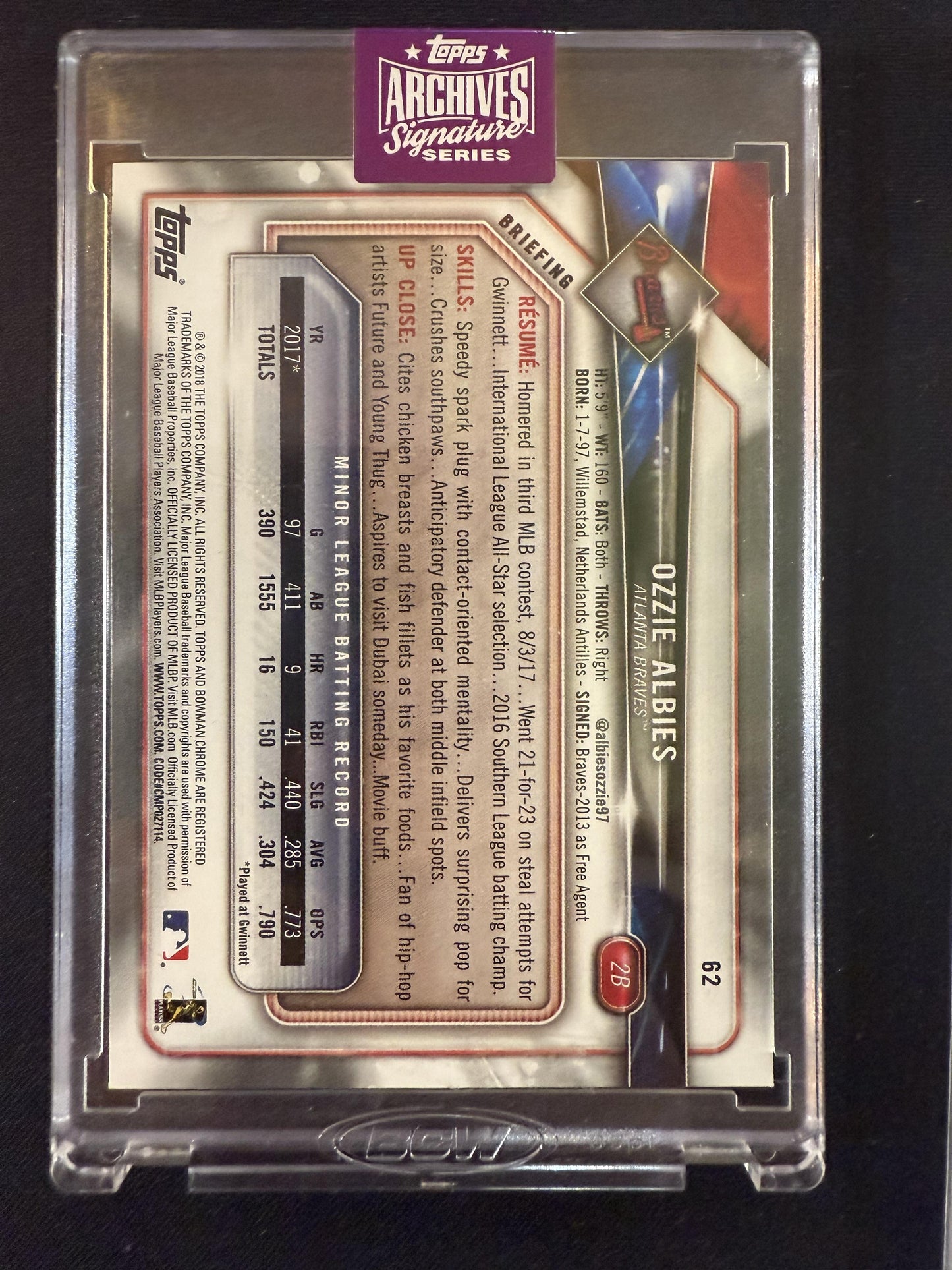 #62 OZZIE ALBIES 2025 TOPPS ARCHIVES SIGNATURE SERIES BRAVES AUTOGRAPH /50