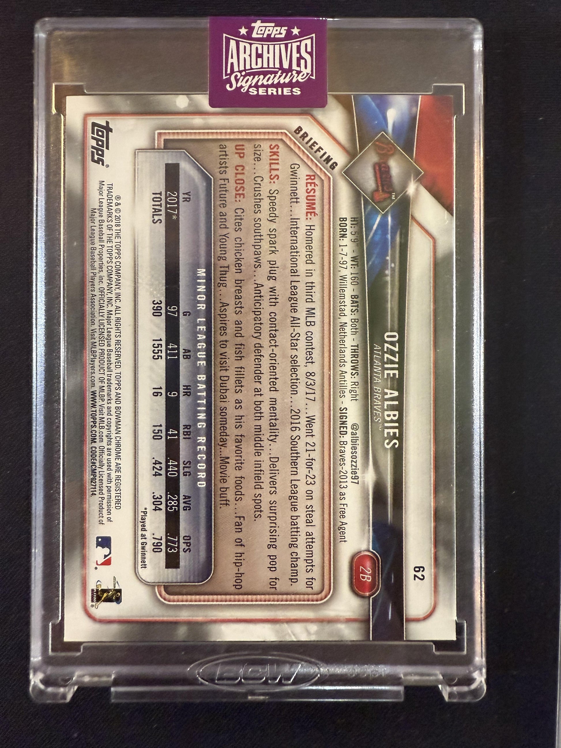 #62 OZZIE ALBIES 2025 TOPPS ARCHIVES SIGNATURE SERIES BRAVES AUTOGRAPH /50