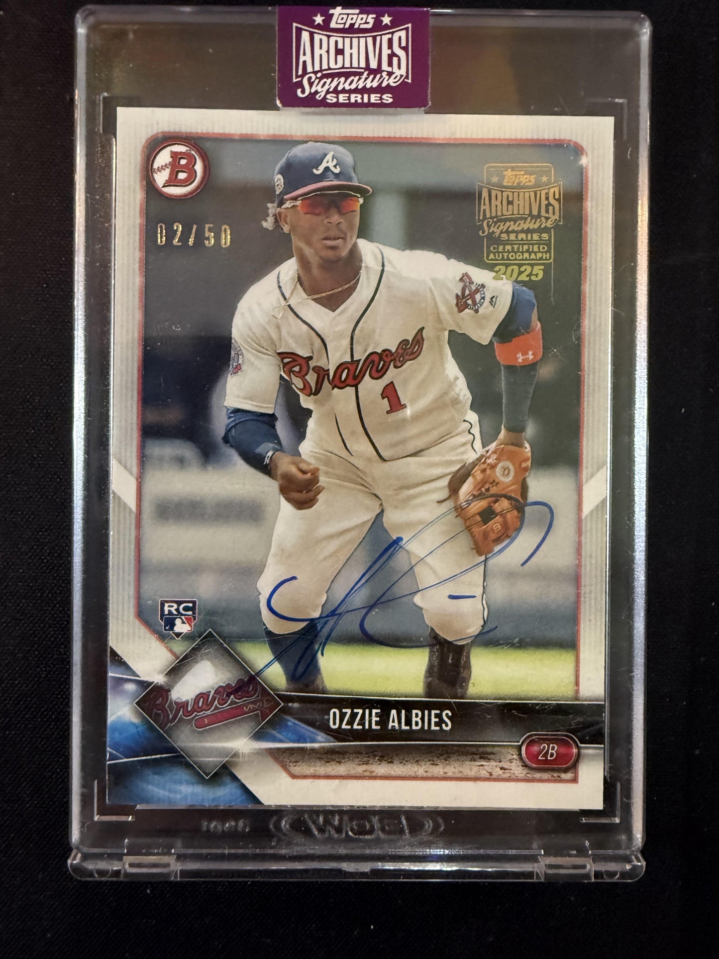 #62 OZZIE ALBIES 2025 TOPPS ARCHIVES SIGNATURE SERIES BRAVES AUTOGRAPH /50