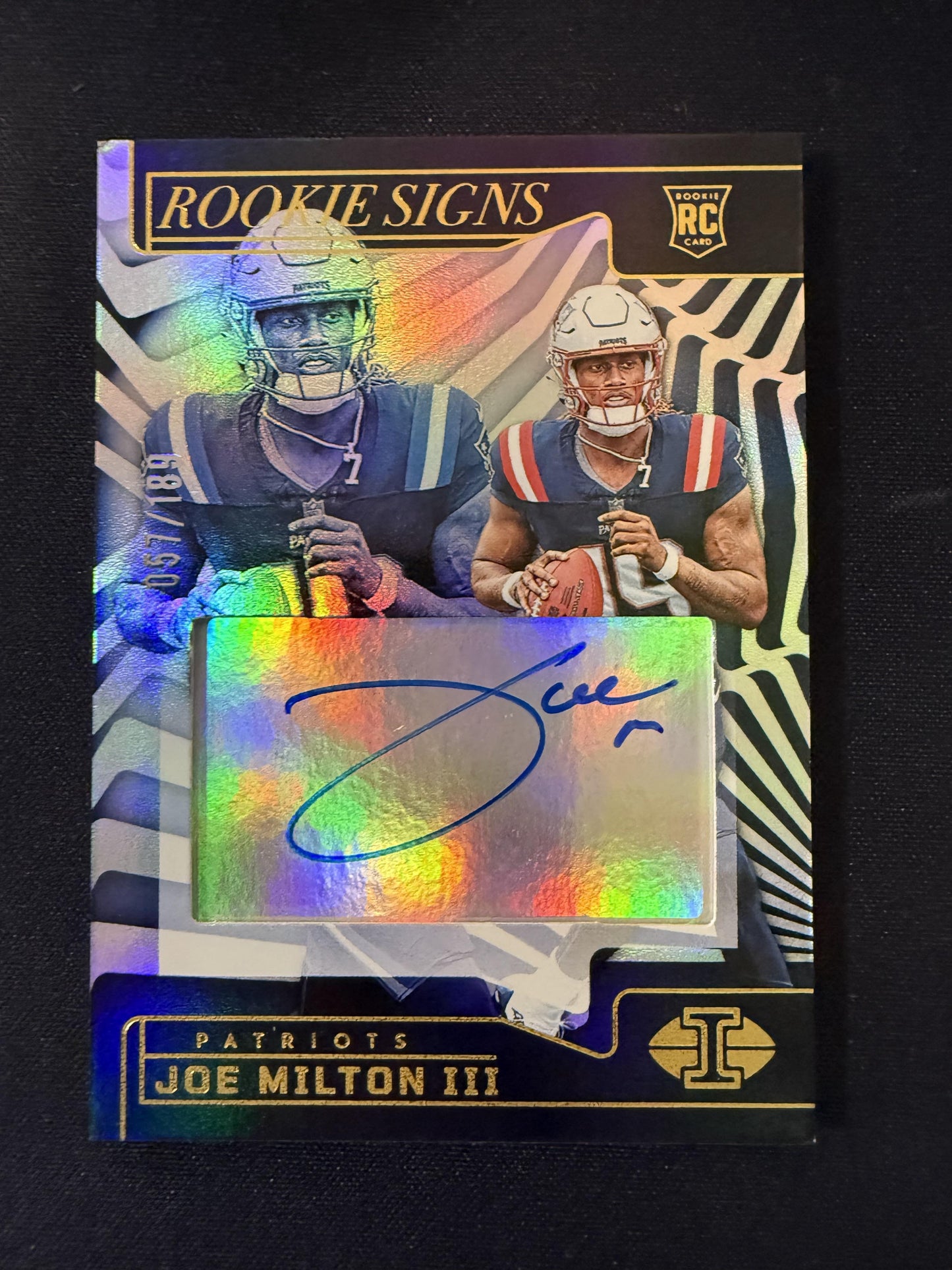 #RS-JMN Joe Milton III 2024 Panini Illusions Auto #/189 Patriots Rookie Signs