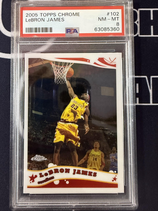 #102 Lebron James 2005-06 Topps Chrome Cleveland Cavaliers PSA 8