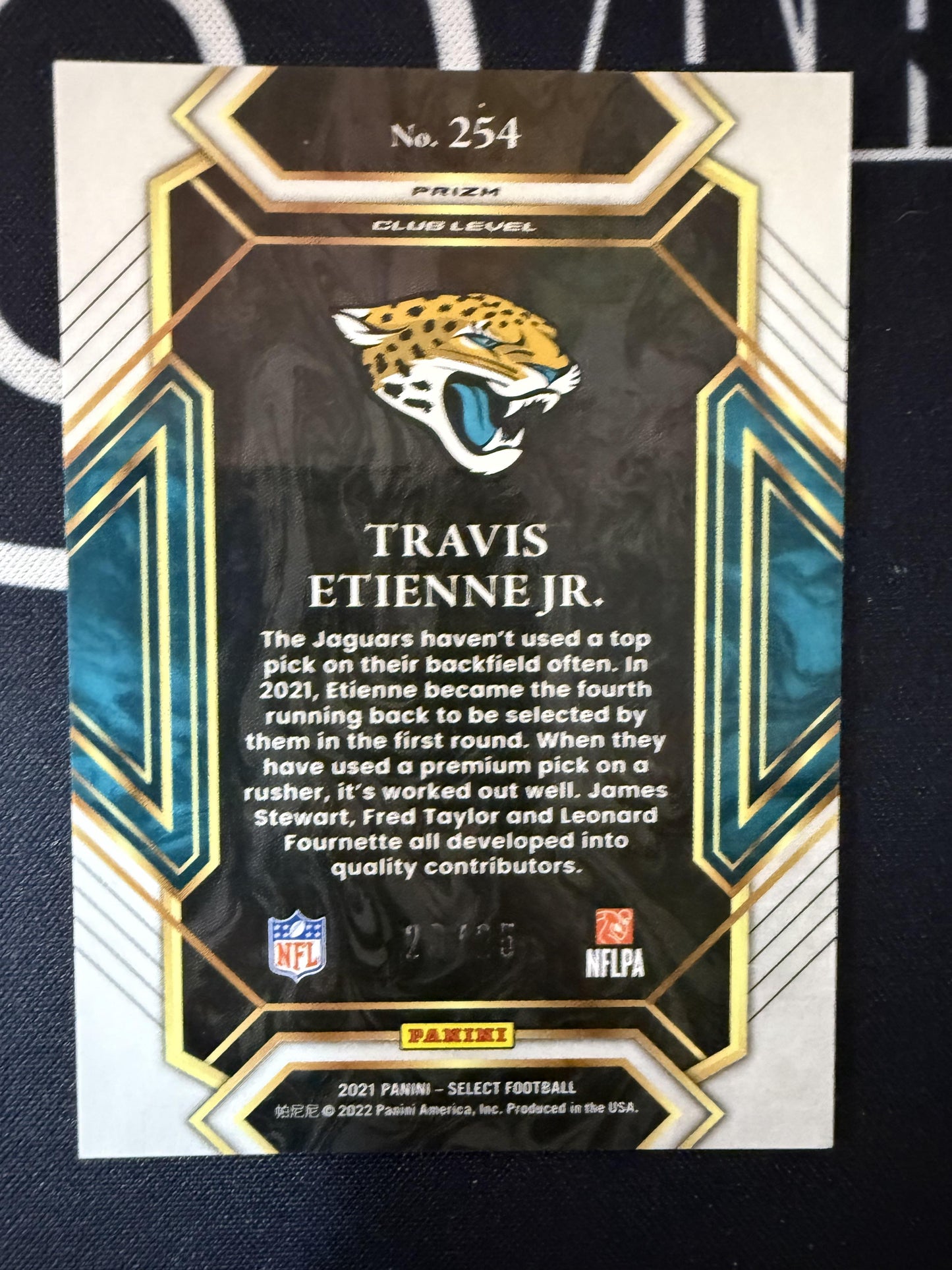 #254 Travis Etienne Jr. 2021 Panini Select SN,RC Rookie #/25 Jaguars Tie-Dye