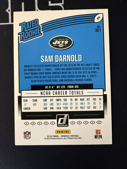 #301 Sam Darnold 2018 Donruss SN,RC Rookie #/100 Jets Press Proof Silver