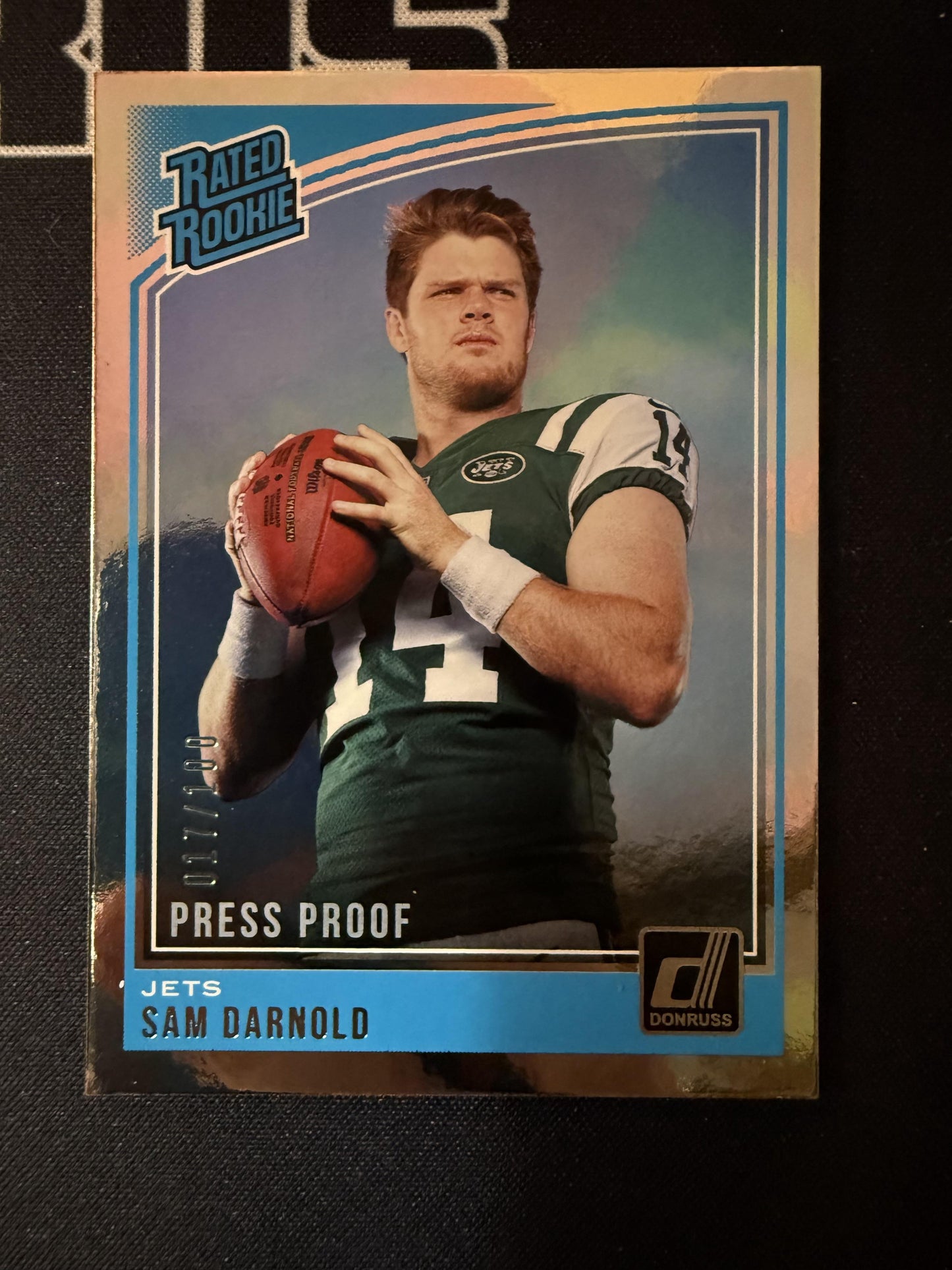 #301 Sam Darnold 2018 Donruss SN,RC Rookie #/100 Jets Press Proof Silver