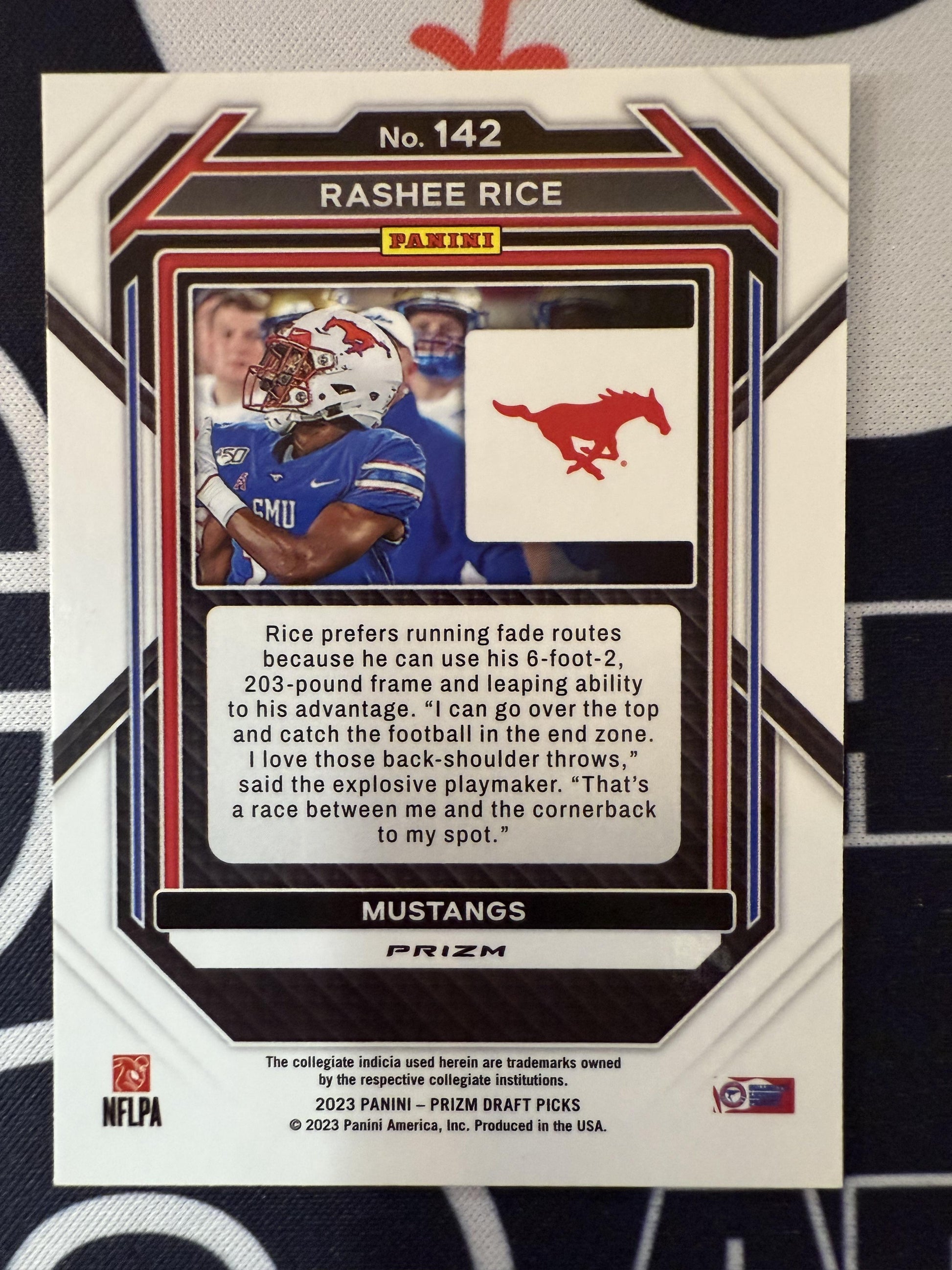 #142 Rashee Rice 2023 Panini Prizm Draft Picks SMU Mustangs Prizms Snakeskin
