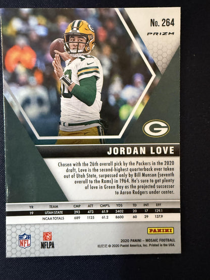 #264 Jordan Love 2020 Panini Mosaic Green Bay Packers sports Prizm Camo Pink