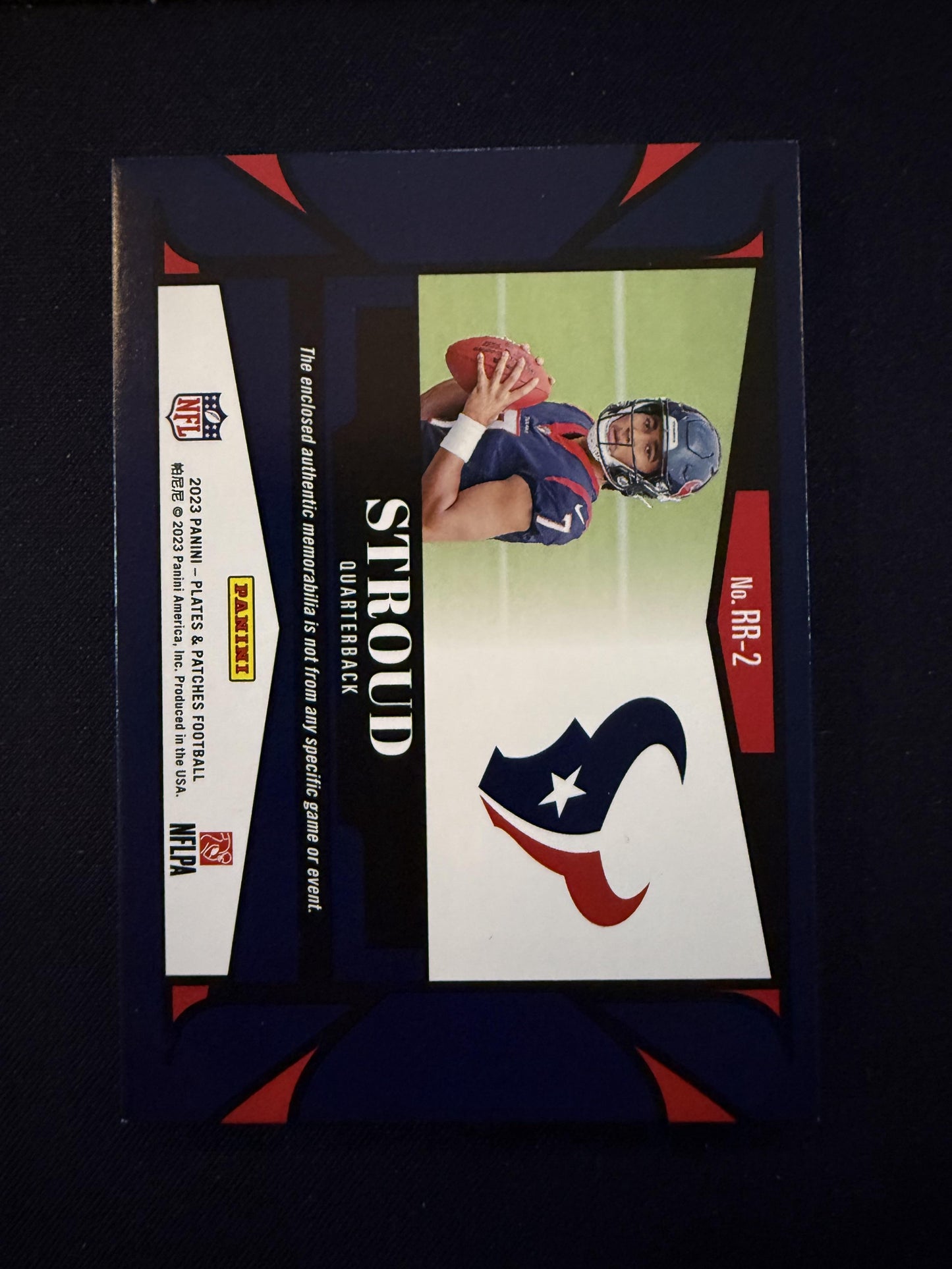 #RR-2 C.J. Stroud 2023 Panini Plates & Patches /50 Rookie Reflections Blue