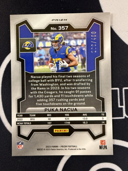 #357 Puka Nacua 2023 Panini Prizm SN #/400 Los Angeles Rams sports Pandora