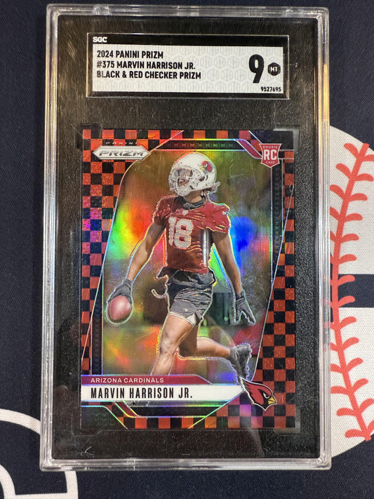 #375 Marvin Harrison Jr. 2024 Panini Prizm Cardinals Black and Red Checker