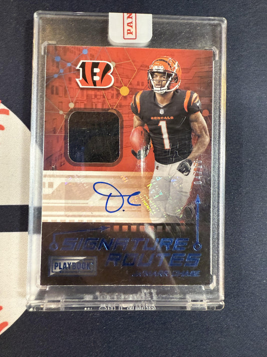 #SRO-JMC Ja'Marr Chase 2021 Panini Playbook Auto /10 Signature Routes Platinum