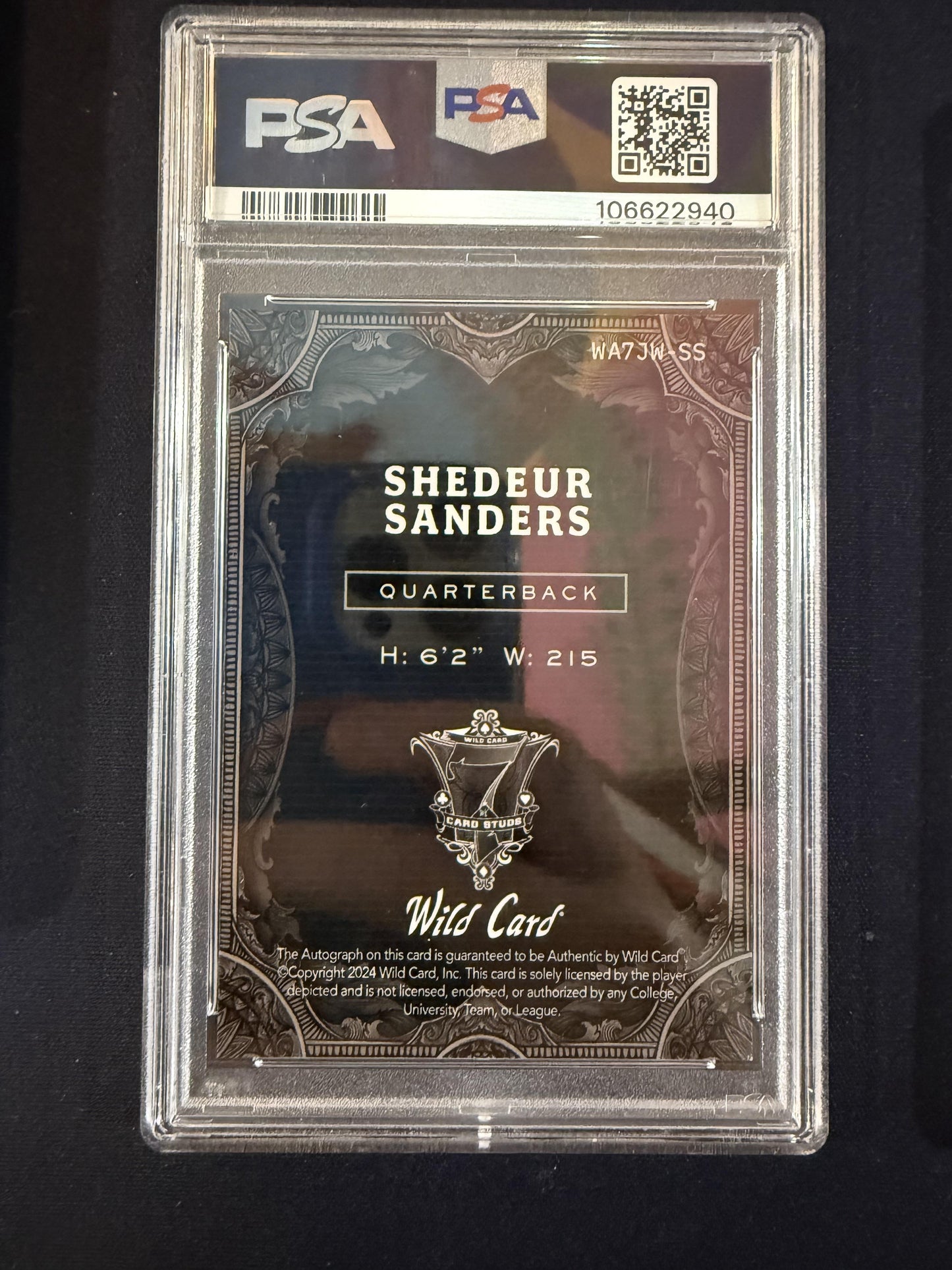 #WA7JW-SS Shedeur Sanders 2024 Wild Card Jokers White Auto /1 Buffaloes