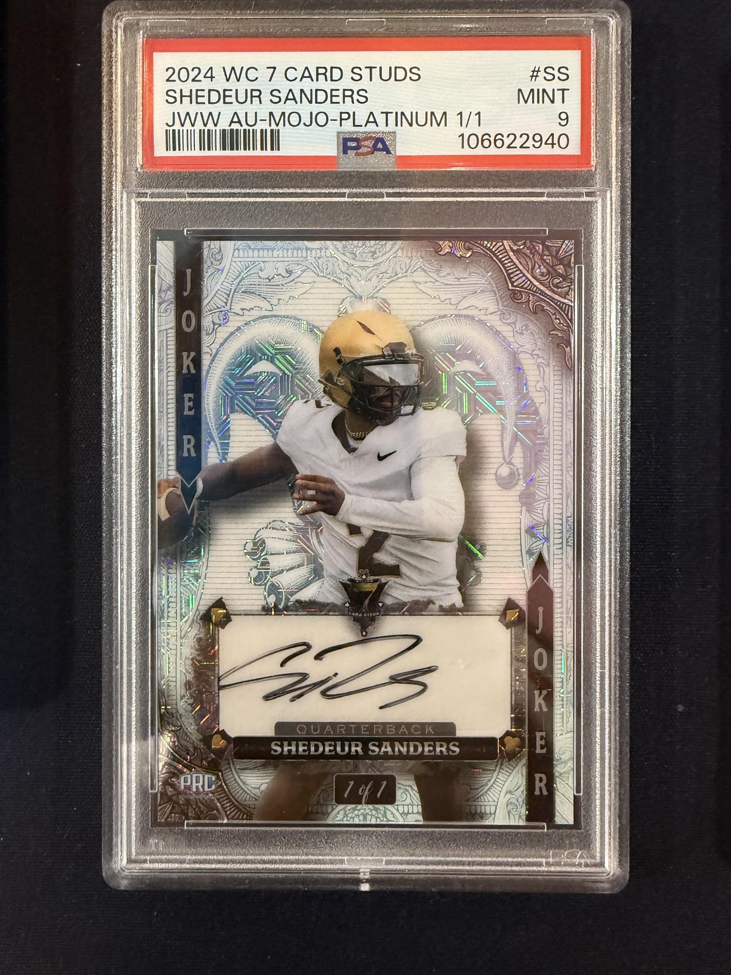 #WA7JW-SS Shedeur Sanders 2024 Wild Card Jokers White Auto /1 Buffaloes