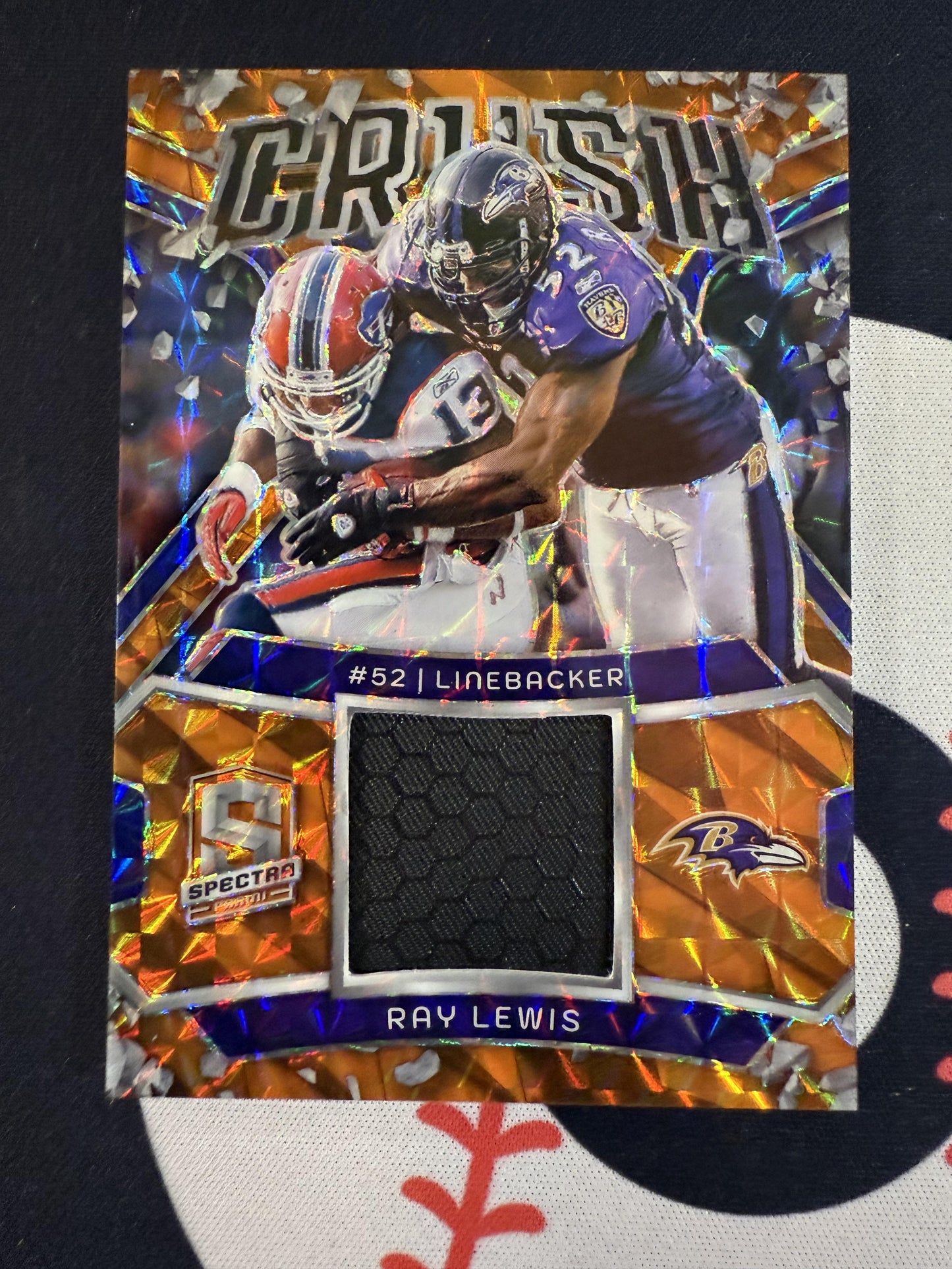 #CRU-RLS Ray Lewis 2024 Panini Spectra SN,MEM #/10 Ravens Crush Orange Neon