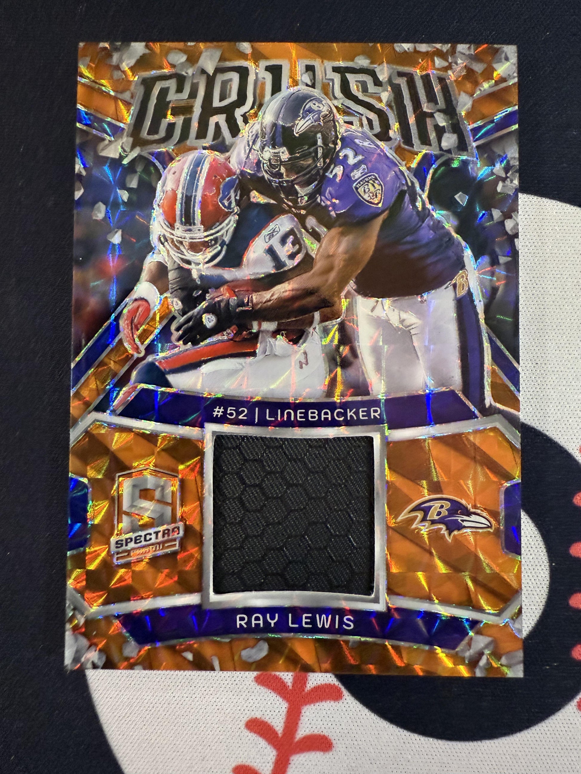 #CRU-RLS Ray Lewis 2024 Panini Spectra SN,MEM #/10 Ravens Crush Orange Neon