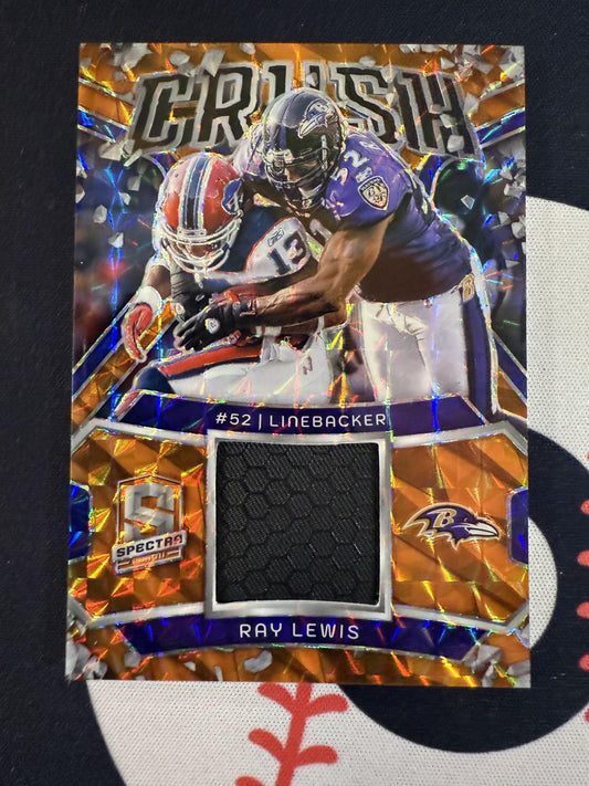 #CRU-RLS Ray Lewis 2024 Panini Spectra SN,MEM #/10 Ravens Crush Orange Neon