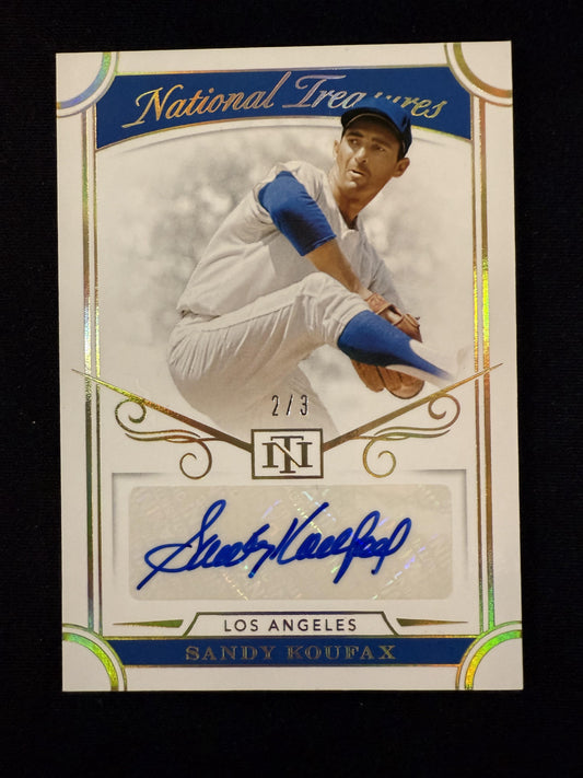 #S-SK Sandy Koufax 2021 Panini National Treasures Auto /3 Dodgers Holo Gold