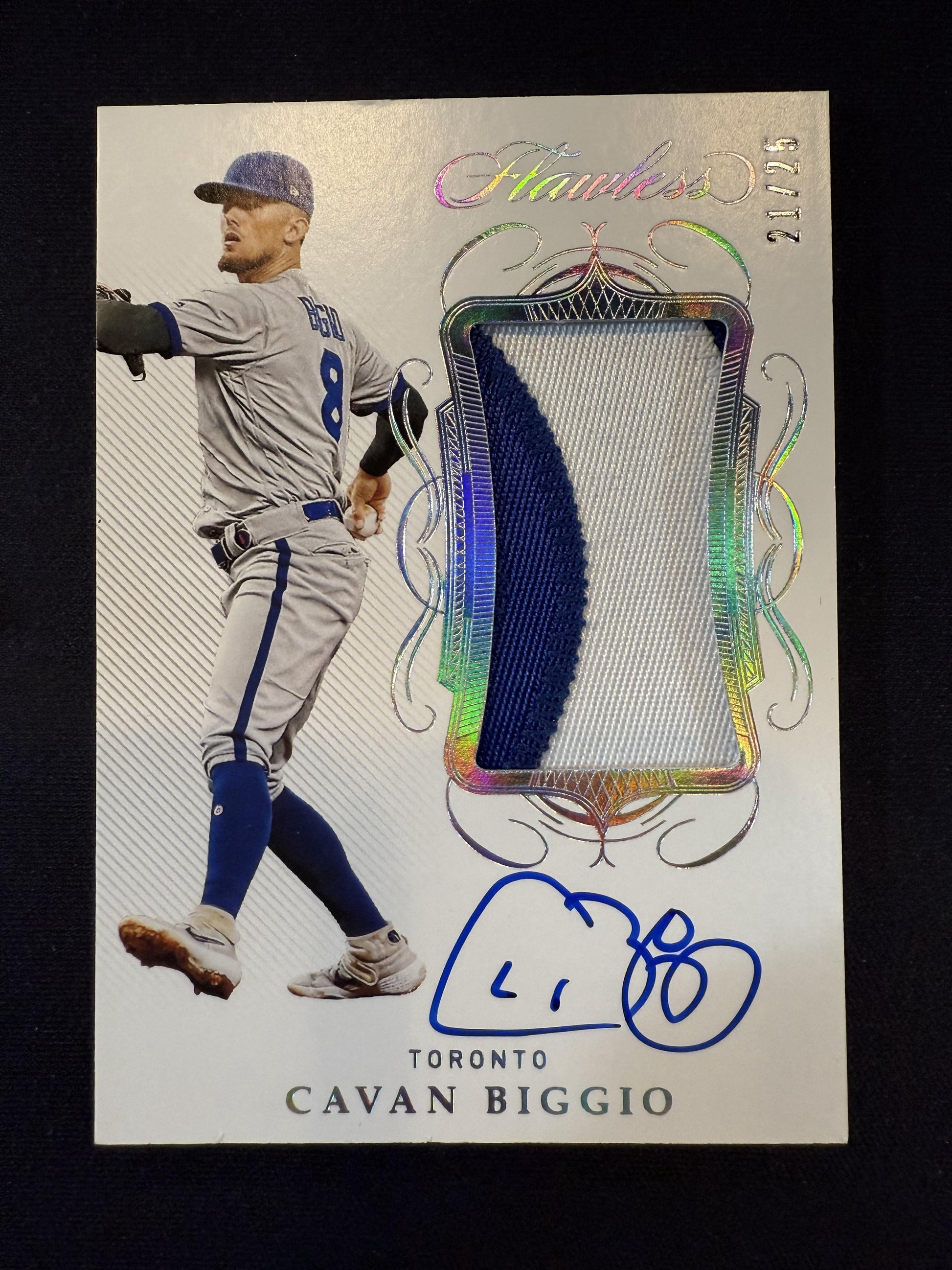 #PA-CB Cavan Biggio 2020 Panini Flawless SN,MEM,AU Auto /25 Blue Jays Patch Auto