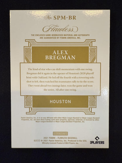 #SPM-BR Alex Bregman 2021 Panini Flawless Auto /15 Signature Materials Ruby