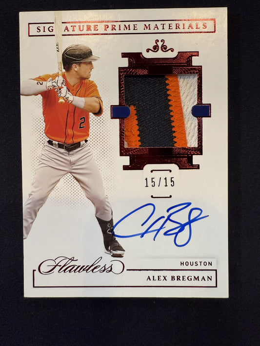 #SPM-BR Alex Bregman 2021 Panini Flawless Auto /15 Signature Materials Ruby