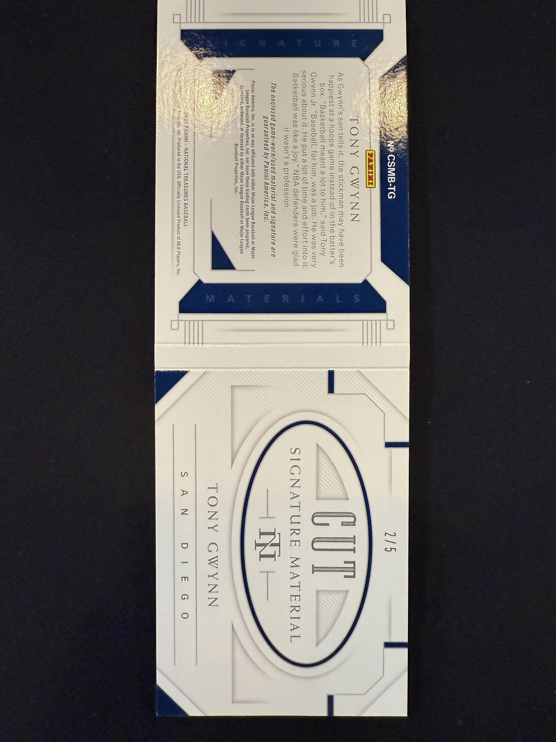 #CSMB-TG Tony Gwynn 2020 Panini National Treasures Auto /5 Cut Signature Booklet