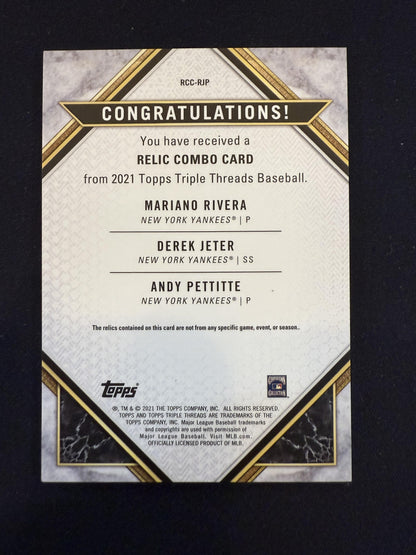 #RCC-RJP Jeter/Pettitte/Rivera 2021 Topps Triple Threads /27 Relic Amethyst