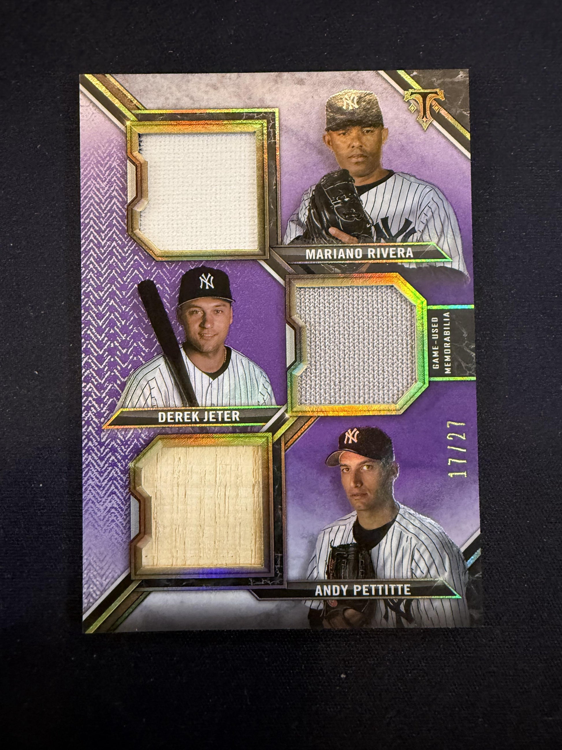 #RCC-RJP Jeter/Pettitte/Rivera 2021 Topps Triple Threads /27 Relic Amethyst