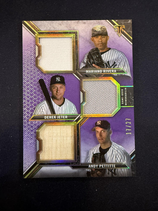#RCC-RJP Jeter/Pettitte/Rivera 2021 Topps Triple Threads /27 Relic Amethyst