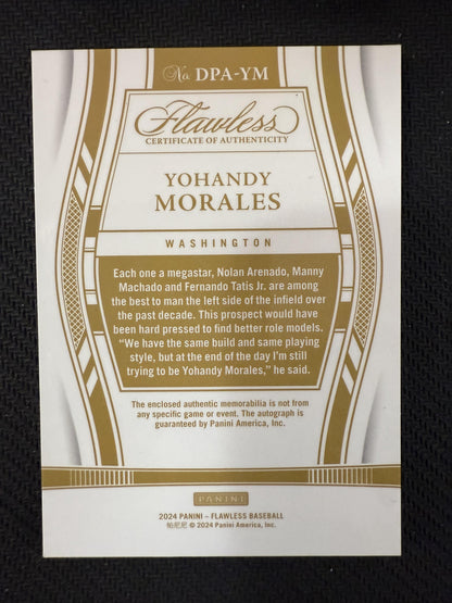 #DPA-YM Yohandy Morales 2024 Panini Flawless /5 Nationals Patch Auto Emerald