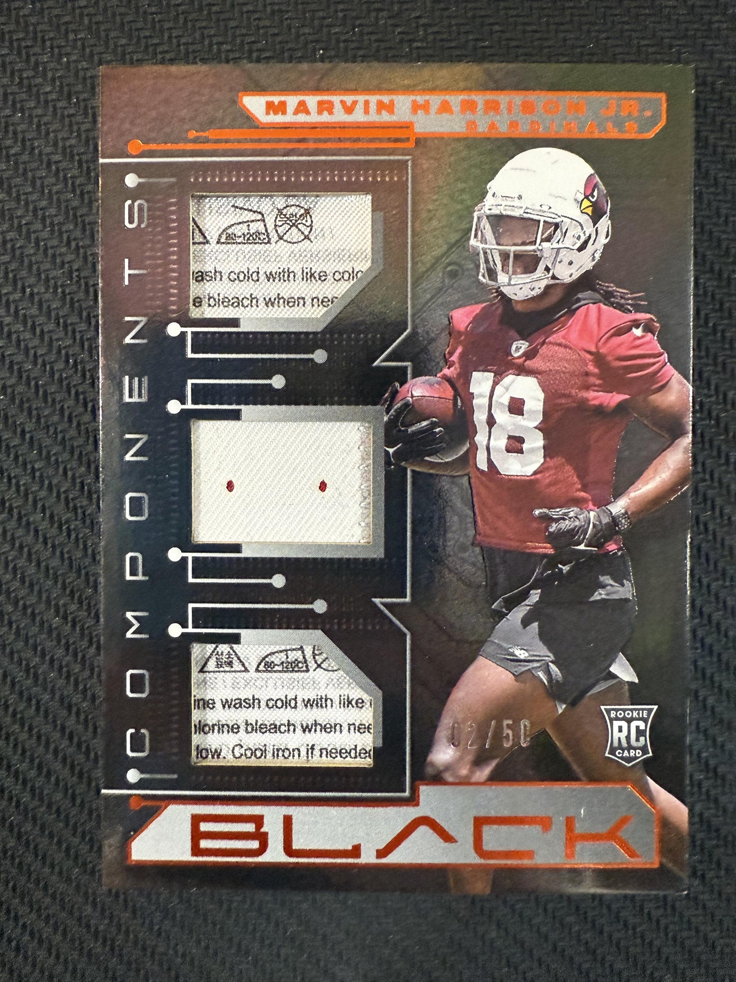 #CO4 Marvin Harrison Jr. 2024 Panini Black /50 Cardinals Components Citrine