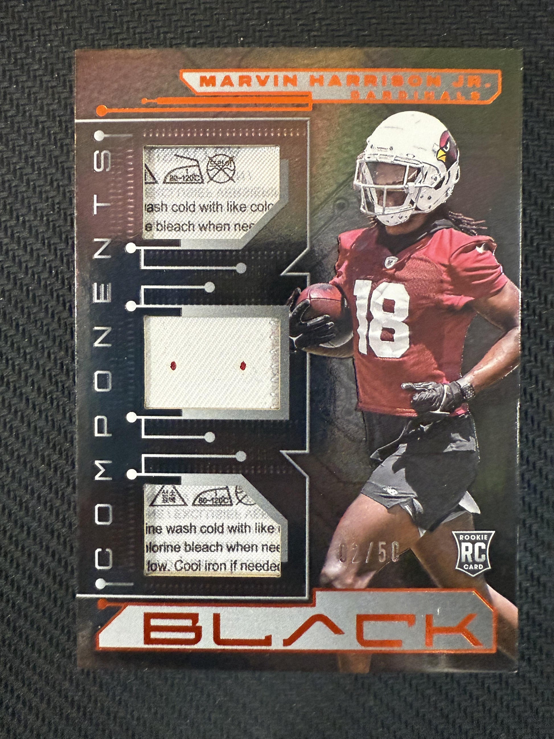 #CO4 Marvin Harrison Jr. 2024 Panini Black /50 Cardinals Components Citrine