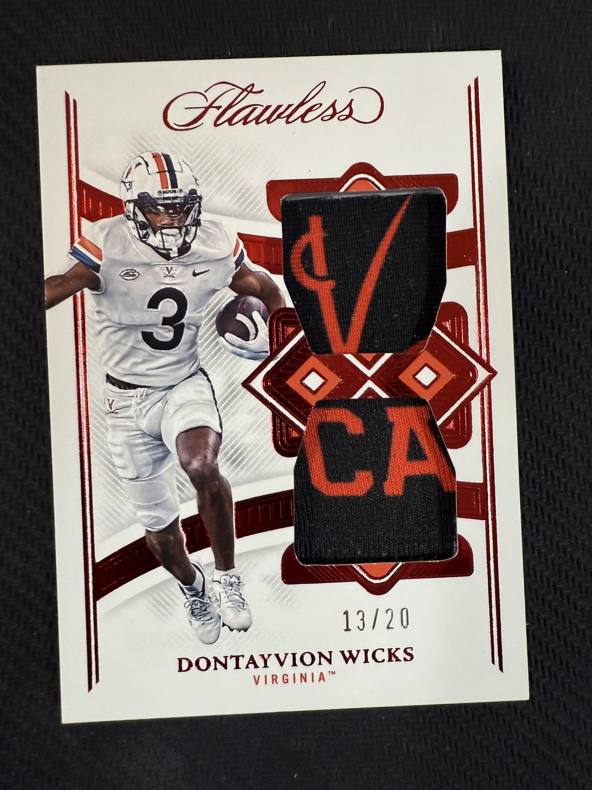 #RDP-DWS Dontayvion Wicks 2023 Panini Flawless Collegiate /20 Dual Patches Ruby