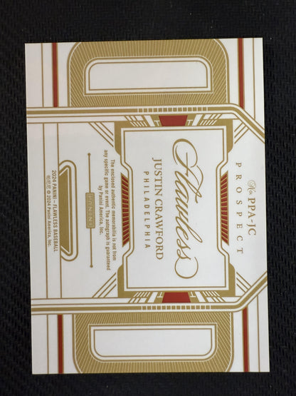 #PPA-JC Justin Crawford 2024 Panini Flawless /15 Phillies Patch Auto Sapphire