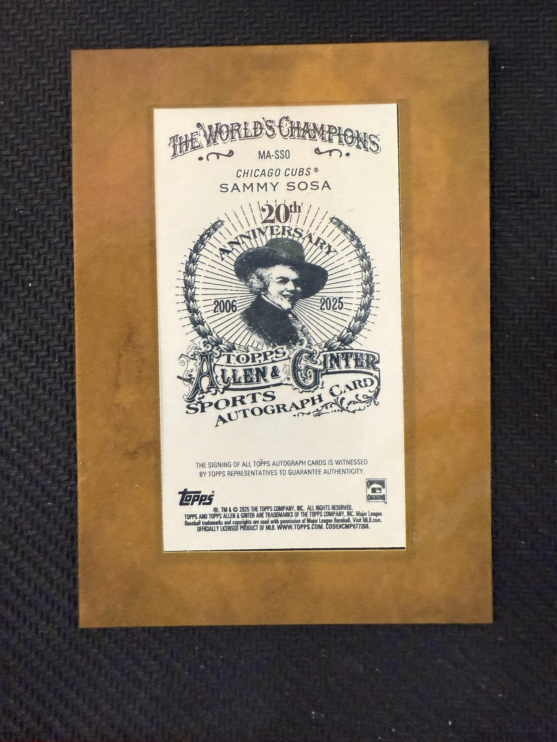 #MA-SSO SAMMY SOSA 2025 Topps Allen & Ginter CUBS FRAMED MINI AUTOGRAPH