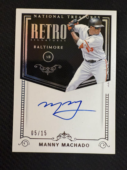 #RS-MM Manny Machado 2018 Panini National Treasures Auto /15 Retro Signatures