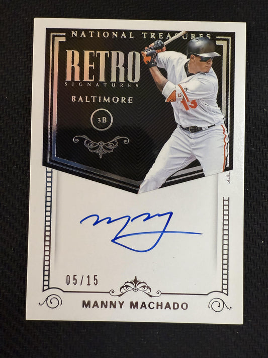 #RS-MM Manny Machado 2018 Panini National Treasures Auto /15 Retro Signatures