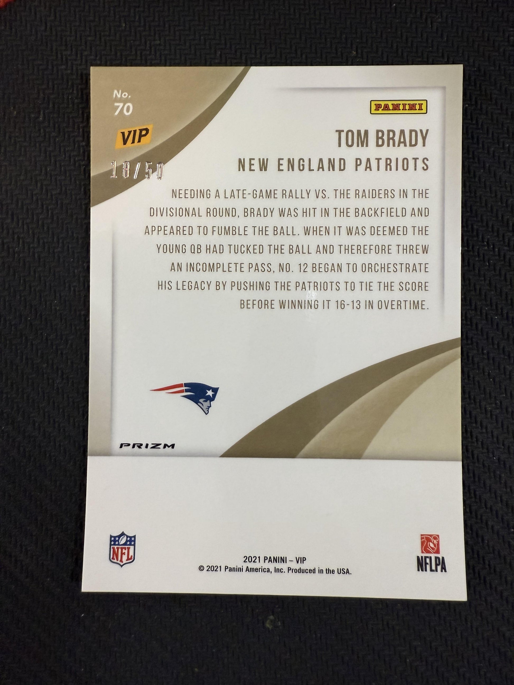 #70 Tom Brady 2022 Panini National Sports Collectors VIP Patriots Pink DISCO