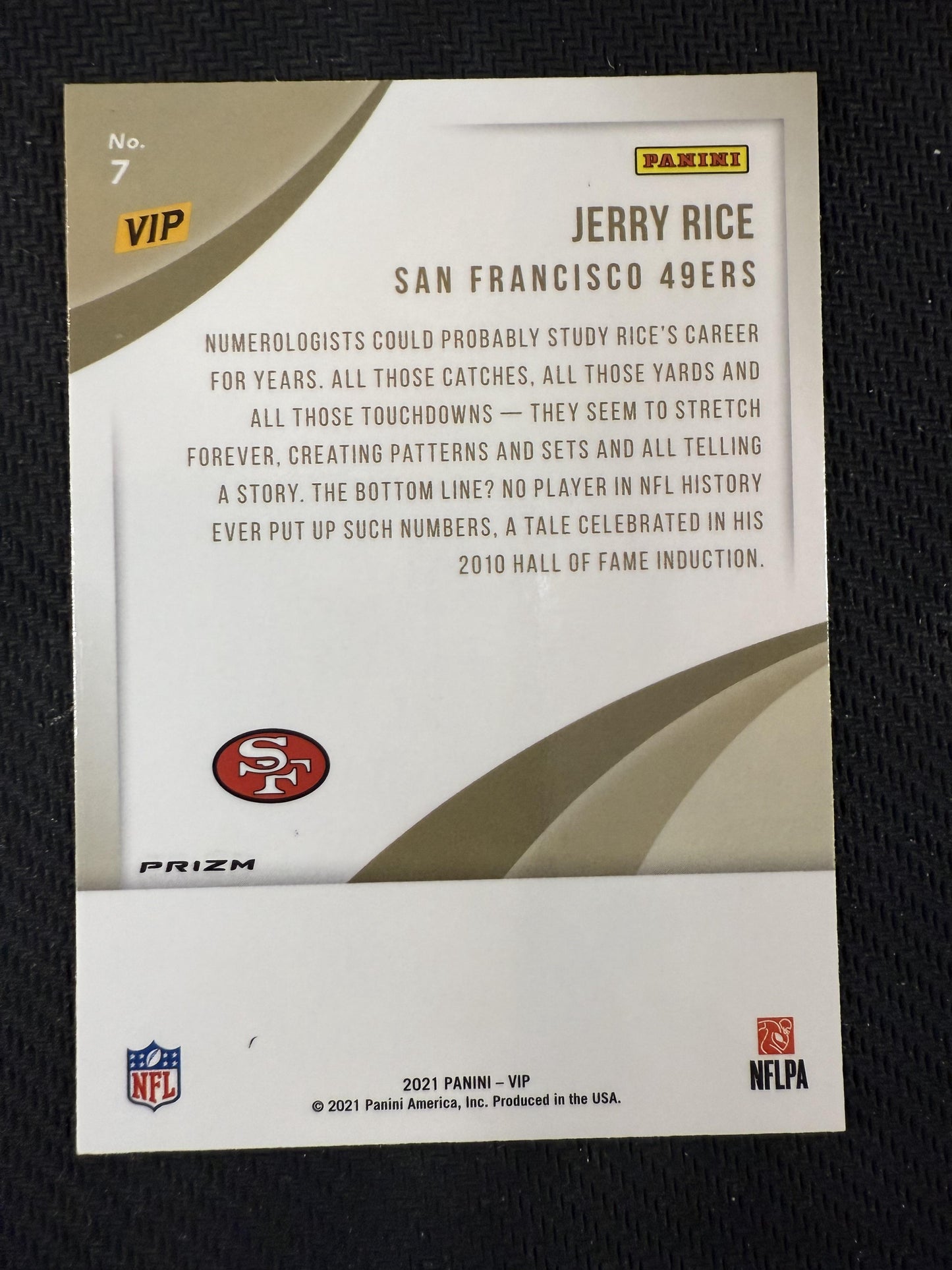 #7 Jerry Rice 2022 Panini National Sports Collectors VIP Tiger Stripes