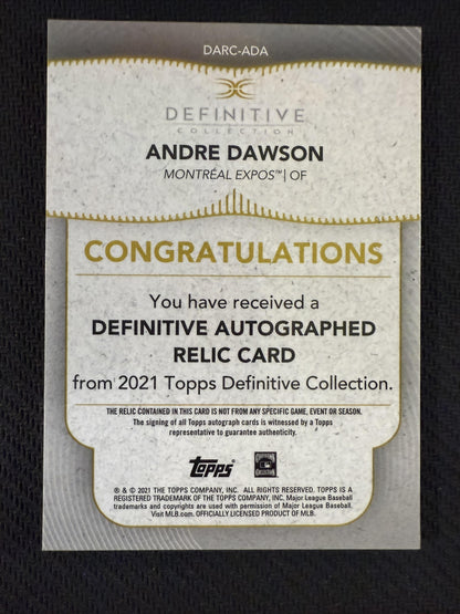#DARC-ADA Andre Dawson 2021 Topps Definitive Collection Relic Auto /50 Expos