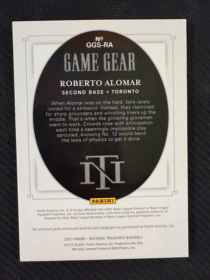 #GGS-RA Roberto Alomar 2021 Panini National Treasures Auto /3 Materials Triples