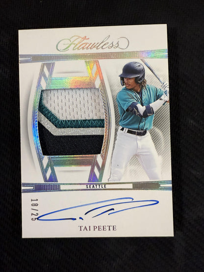 #DPA-TP Tai Peete 2024 Panini Flawless /25 Mariners Draft Patch Auto