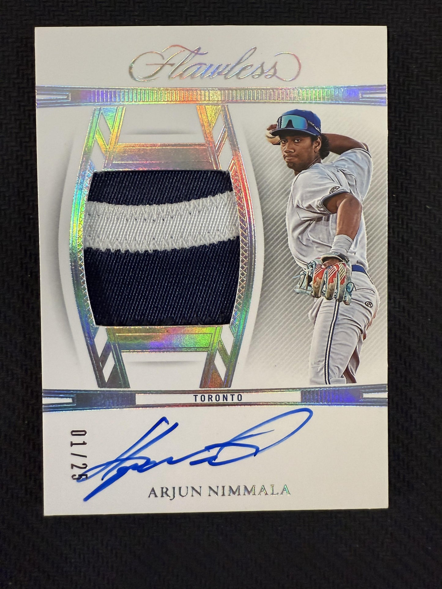 #DPA-AN Arjun Nimmala 2024 Panini Flawless /25 Blue Jays Draft Patch Auto