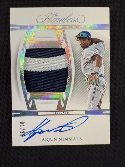 #DPA-AN Arjun Nimmala 2024 Panini Flawless /25 Blue Jays Draft Patch Auto