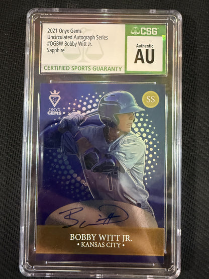 #OGBW Bobby Witt Jr. 2021 Onyx Gems AU,SN Auto #/100 Kansas City Royals Sapphire