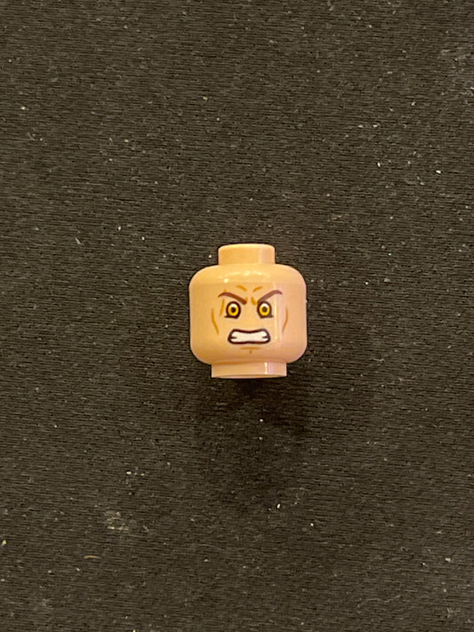 Minifigure, Head Dual Sided Dark Brown Eyebrows, Cheek Lines and Scar, Determined / Angry with Yellow Eyes Pattern (SW Anakin Sith) 3626pb2522 Lego