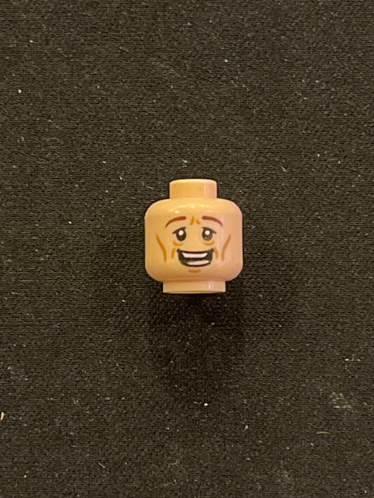 Minifigure, Head Dual Sided LotR Elf with Cheek Lines, Wrinkles, Calm / Happy Pattern 3626pb0822 Lego