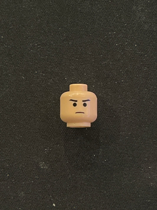Minifigure, Head Male Stern Black Eyebrows, Black Eyes and Frown Pattern 3626pb0215 Lego