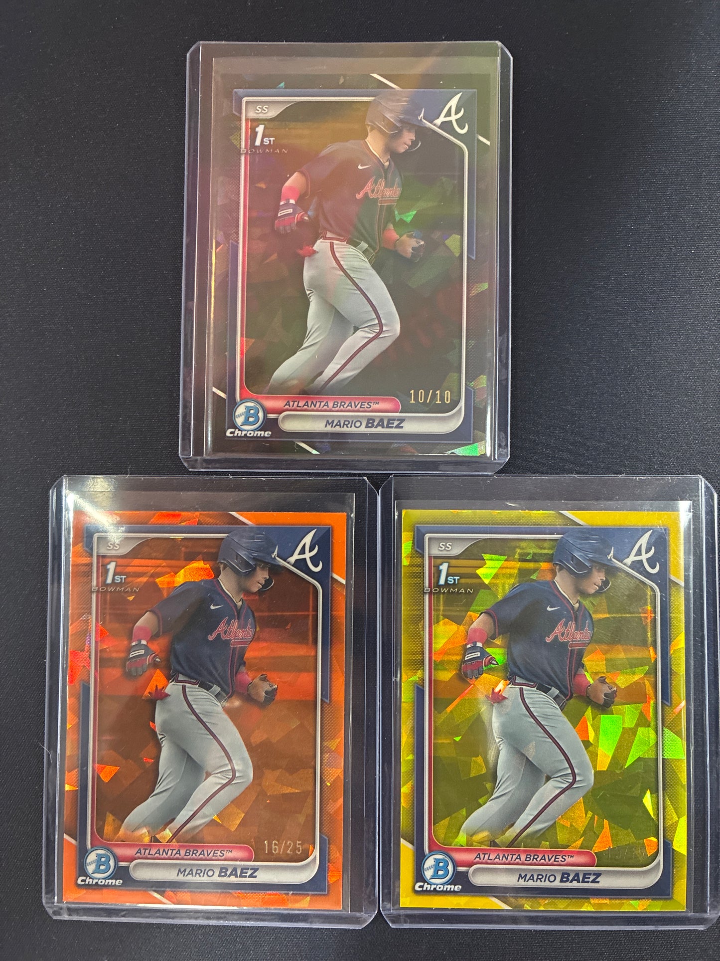 #BCP-153 MARIO BAEZ 2024 BOWMAN CHROME 1ST LOT OF 3 BLACK /10 ORANGE /25 YELLOW /75