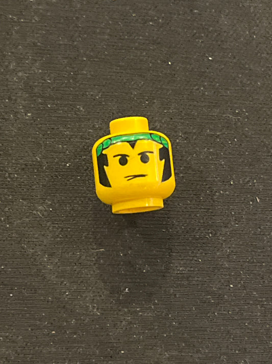 Minifigure, Head Male Sideburns and Green Bandana Pattern 3626px10 Lego