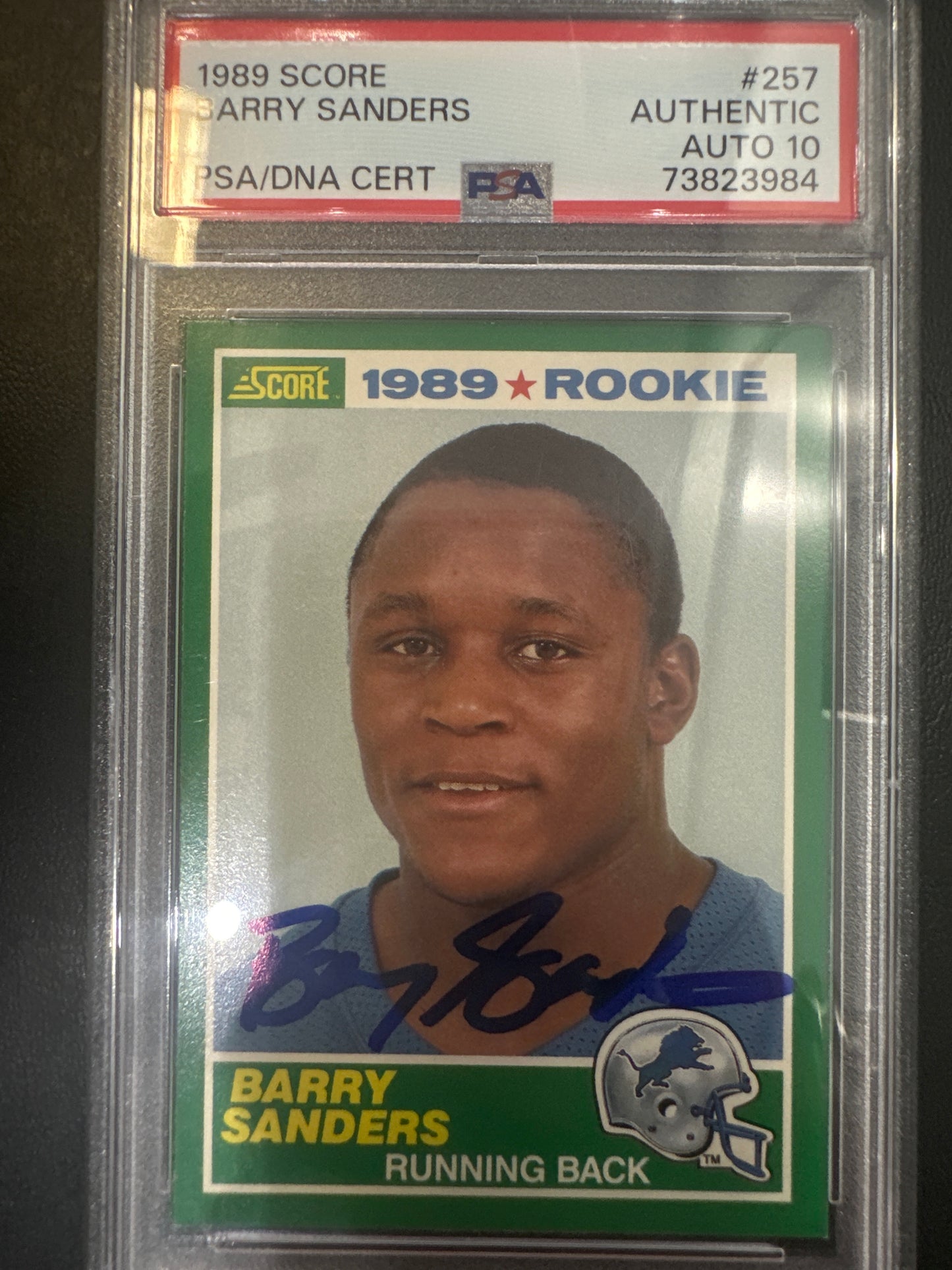 Barry Sanders 257 1989 Score In Person Auto PSA Auto 10